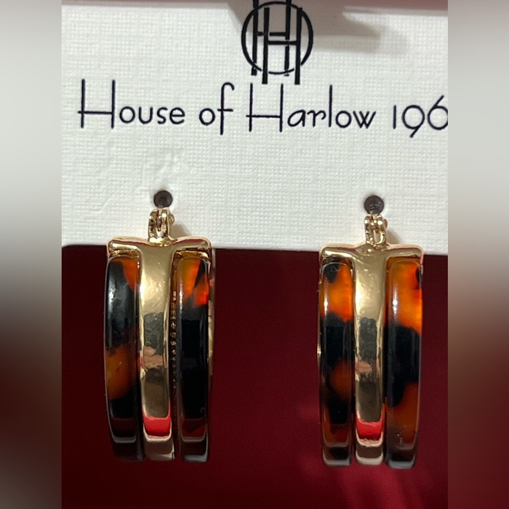 House of Harlow 1960 Gold and Tortoise Shell Earrings